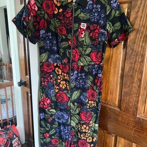 Colorful Floral Zip-Up Jumpsuit